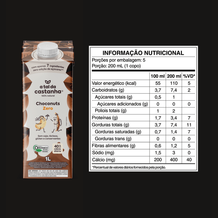 Achocolatado Choconuts Zero A Tal da Castanha - 1L