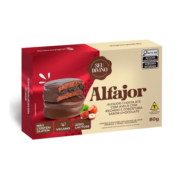 Alfajor de Chocolate c/ Avelã Seu Divino - 80G