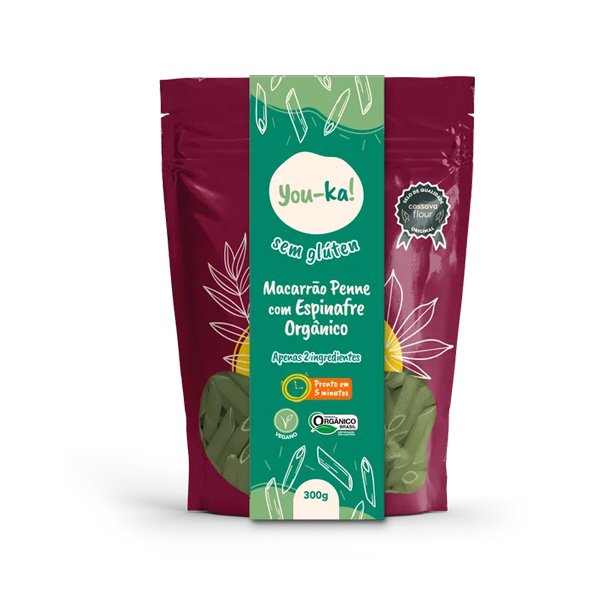 Macarrão Penne Espinafre s/ Glúten You-ka! - 300g