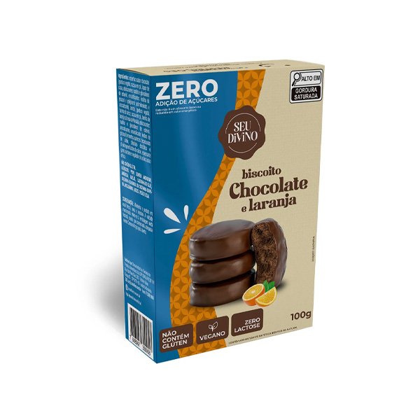 Biscoito de Chocolate e Laranja Zero Seu Divino - 80g