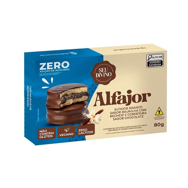 Alfajor Branco c/ Recheio de Chocolate Zero Seu Divino - 80G