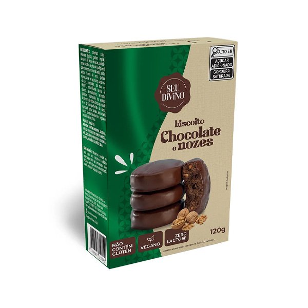 Biscoito Chocolate c/ Nozes Seu Divino - 120g