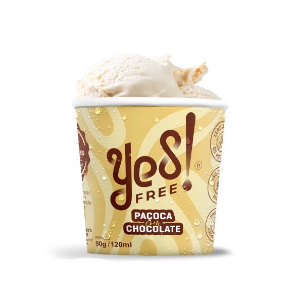 Sorvete de Paçoca c/ Chocolate Zero P Yes Free - 120ml