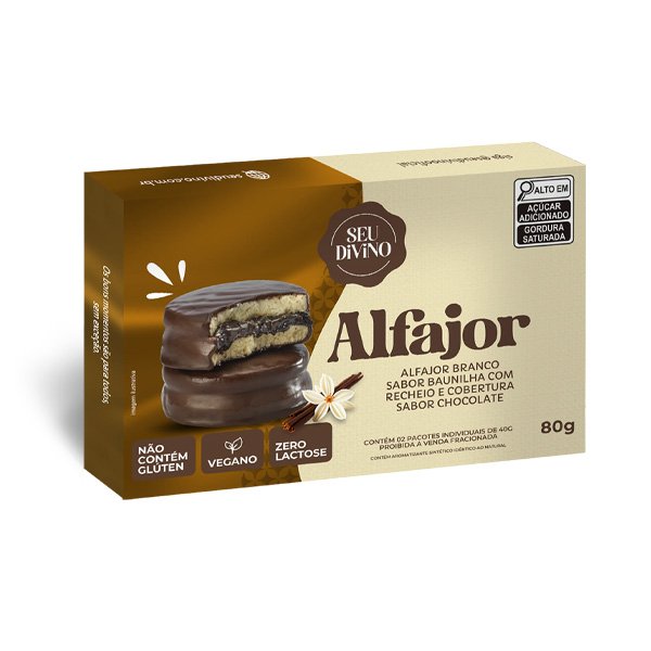 Alfajor Branco c/ Recheio de Chocolate Seu Divino - 80G