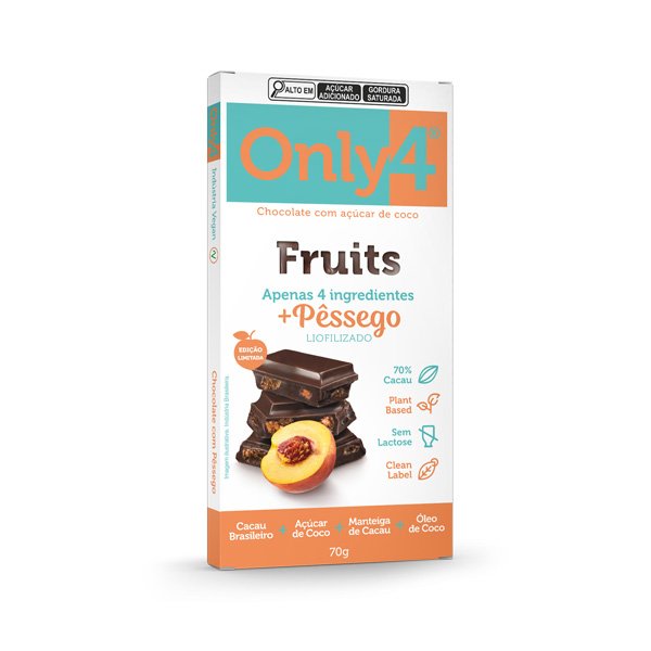 Chocolate 70% Cacau c/ Pêssego Only 4 - 70g