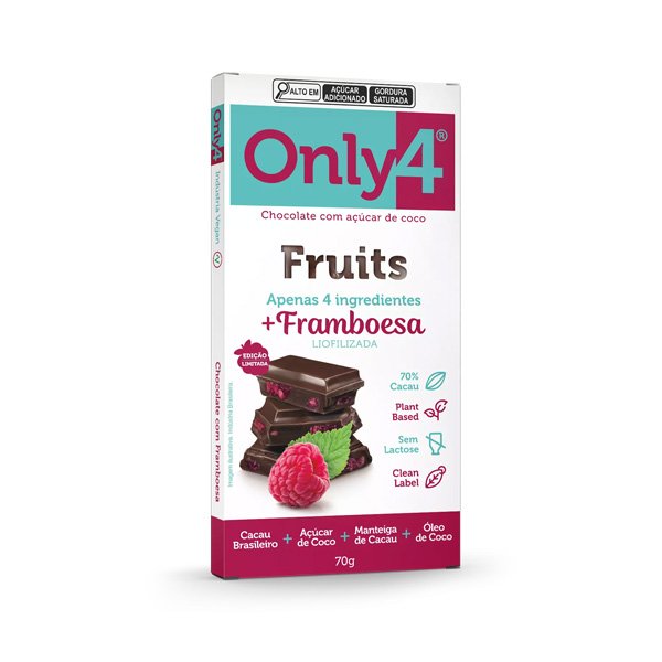 Chocolate 70% Cacau c/ Framboesa Only 4 - 70g