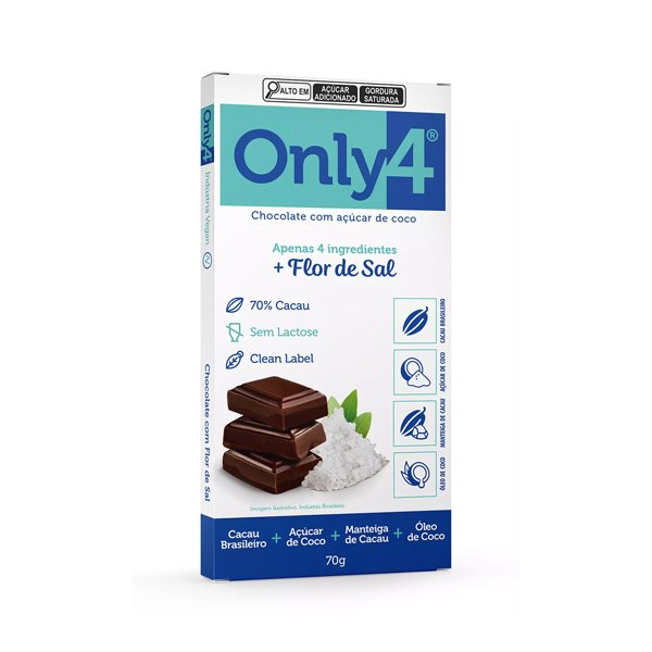 Chocolate 70% Cacau c/ Flor de Sal Only 4 - 70g