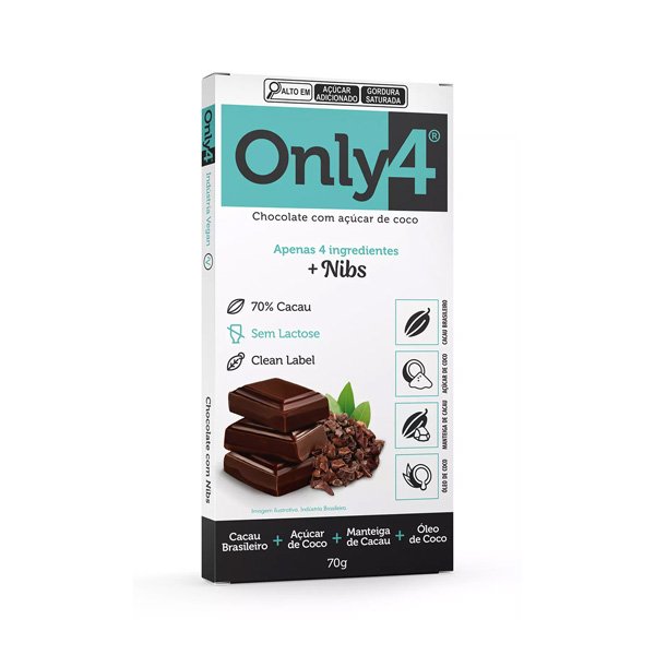 Chocolate 70% Cacau c/ Nibs Only 4 - 70g