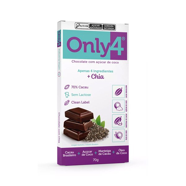 Chocolate 70% Cacau c/ Chia Only 4 - 70g