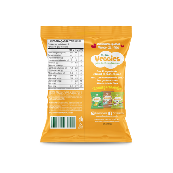 Mini Veggies Grão de Bico e Cenoura Nhami Mami - 18g