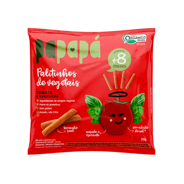 Palitinhos de Vegetais Tomate e Manjericão Papapá - 20g