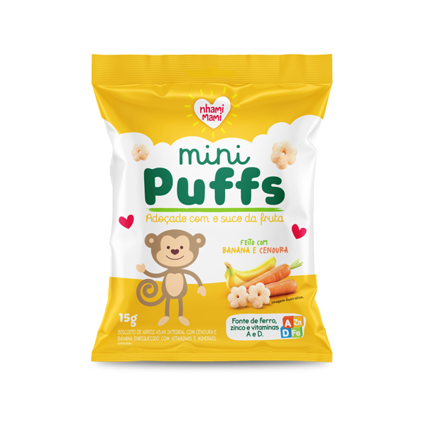 Mini Puffs Cenoura e Banana Nhami Mami