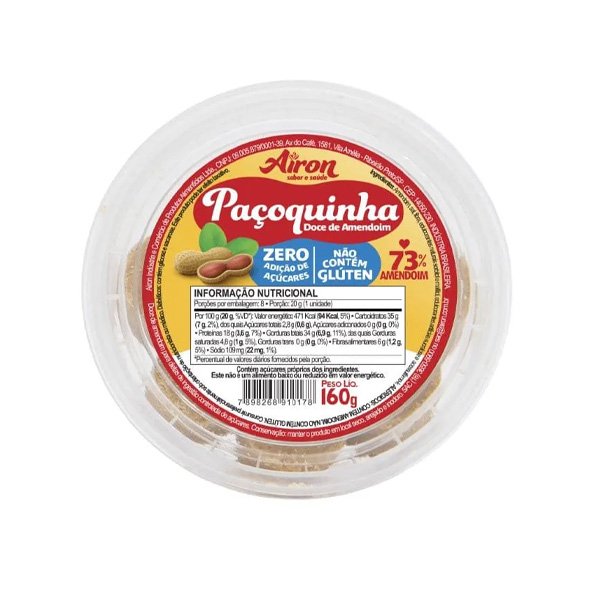 Paçoquinha Zero Rolha  Caixa Airon