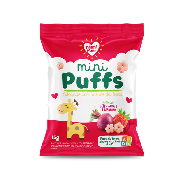 Mini Puffs Beterraba e Morango Nhami Mami
